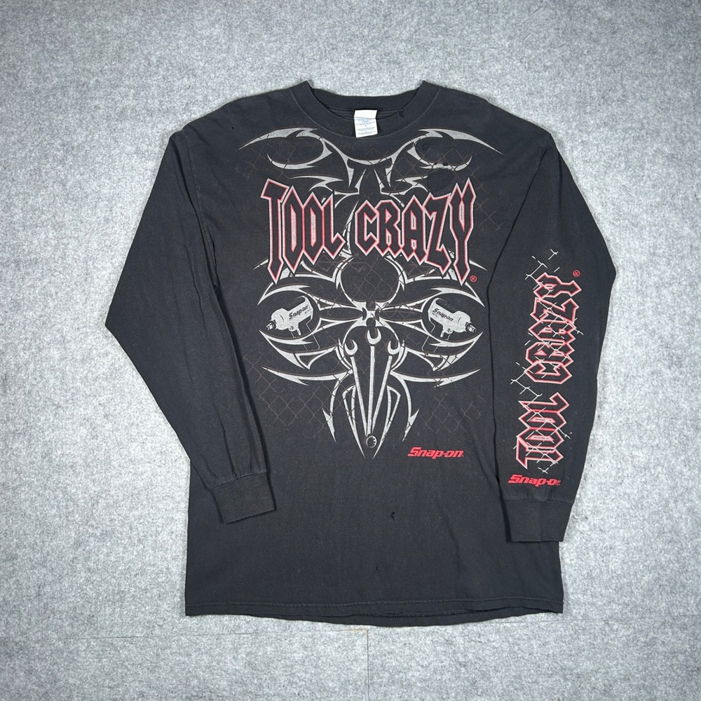 Snap-on Tool Crazy Shirt Mens Large Black Long Sleeve Graphic Tee Y2K Biker Core